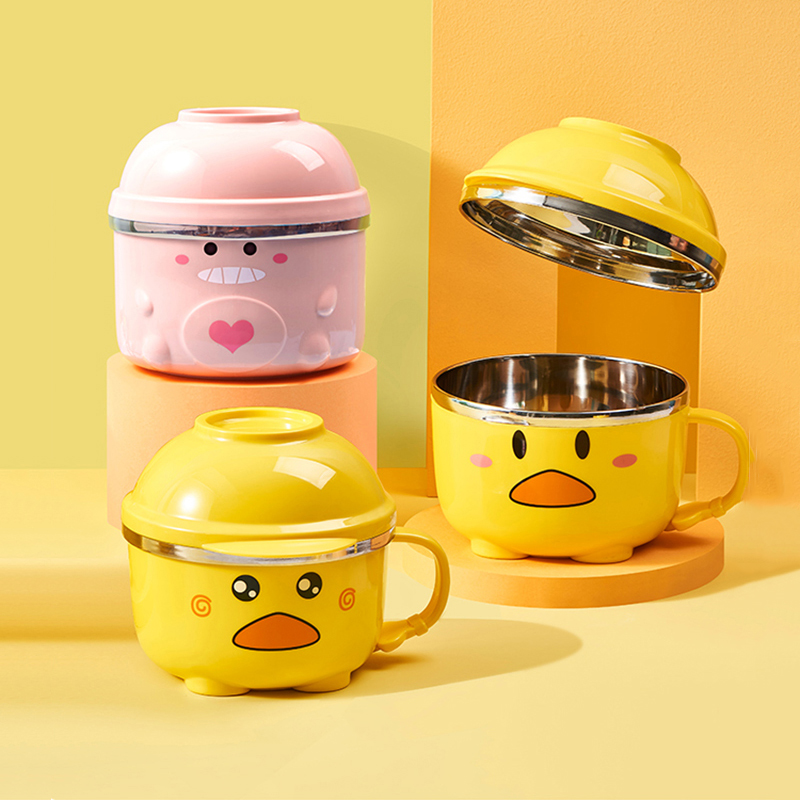 Dim Sum Basket - 900/1200ml 뚜껑이 달린 귀여운 오리라면 그릇